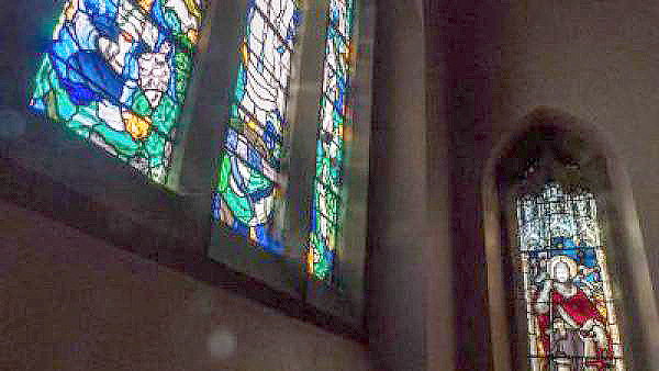Stained glass at Holy Family